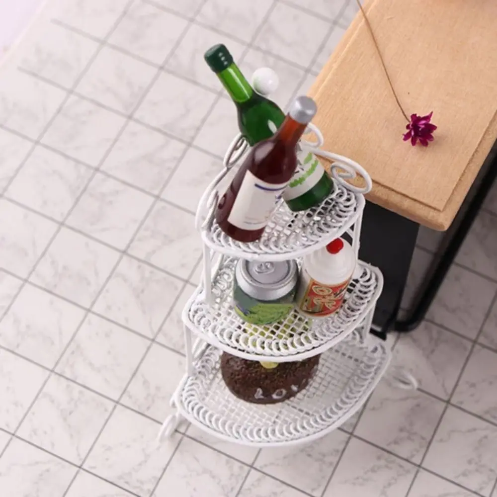 Tripod Model Dollhouse Iron Rack Flower Stand Ornament Miniature Storage Rack Metal Display Shelf Simulation Wrought Iron