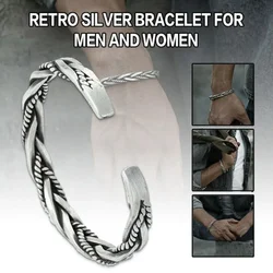 Silverly Men Vintage Opening Bracelet Simple Distressed Twisted Cuff Bracelets Fashion Jewelry