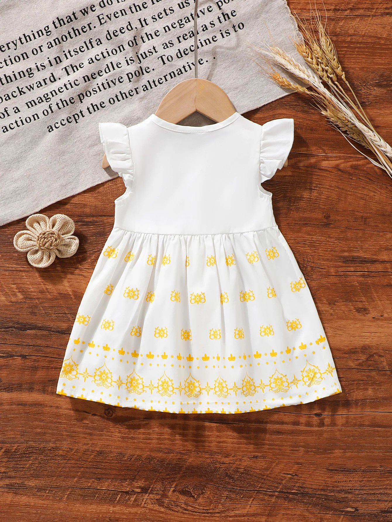 0-9 Months Baby Girl Dress Summer Sweet Cute Yellow Print Sundress Infant Flutter Sleeve Casual Party Dress Princess Dress