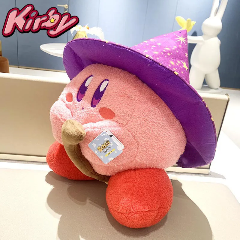 New Kawaill Kirby Magician Plush Toy Doll Anime Star Kirbi Lovely Flying Broom Ver. Decor Japanese Style Gifts Toys for Children