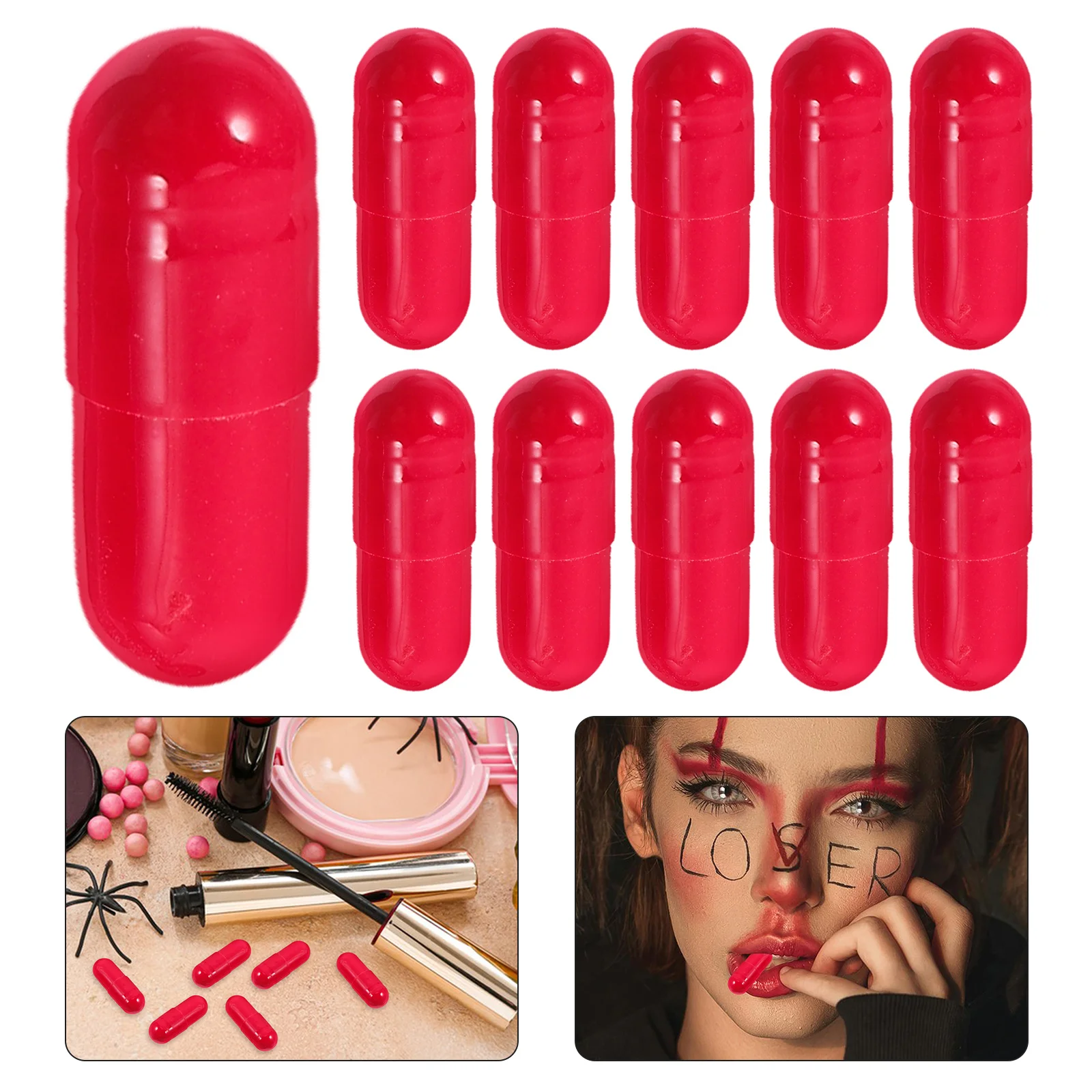 

24Pcs Fake Blood Capsules Bright Red Safe Halloween Makeup Scary Realistic Blood Plasma Props Prank Party Horror Supplies
