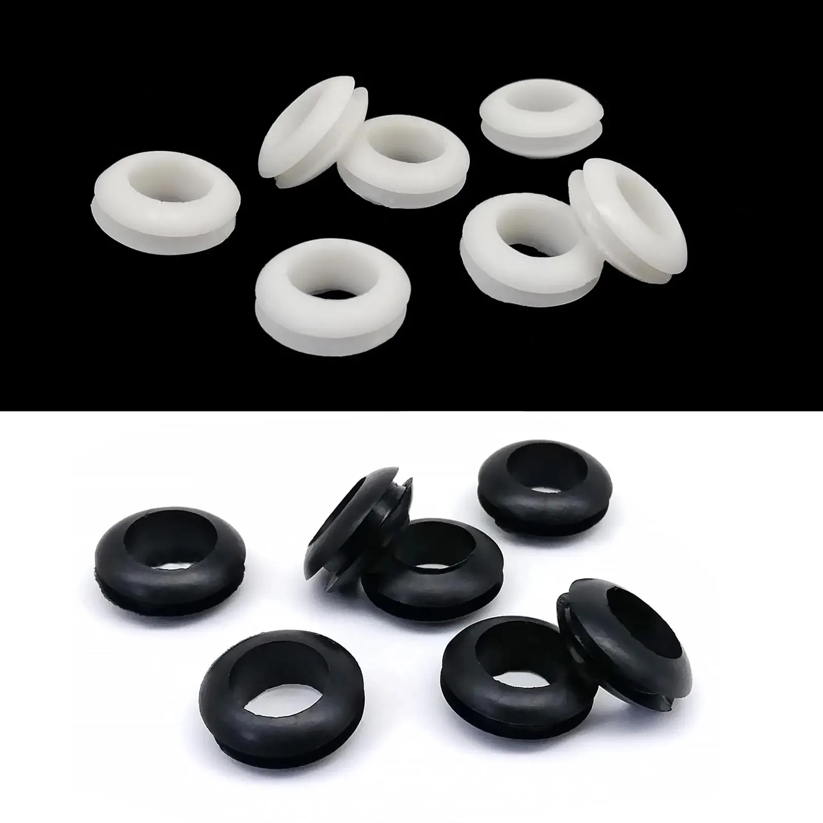 25pc ID 8/10/12mm Wire Cable Protect Rubber O Ring Oil Sealing Grommet Gasket Hole Shim Washer Black White Two-sided Double Face