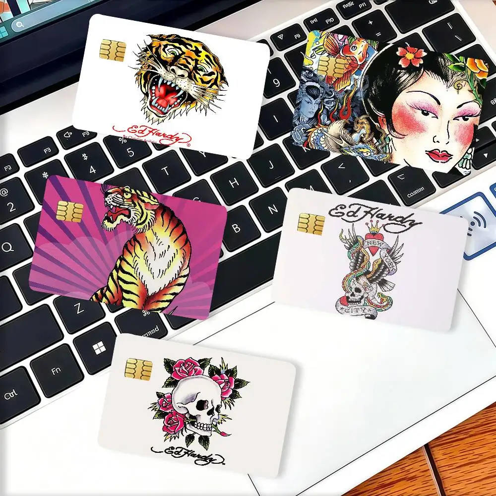 Fashion print E-Ed H-Hardy Credit Card Decorative Card Stickers Suitable For Bank Cards Metro Transit Anti-scratch Gift 4PCS