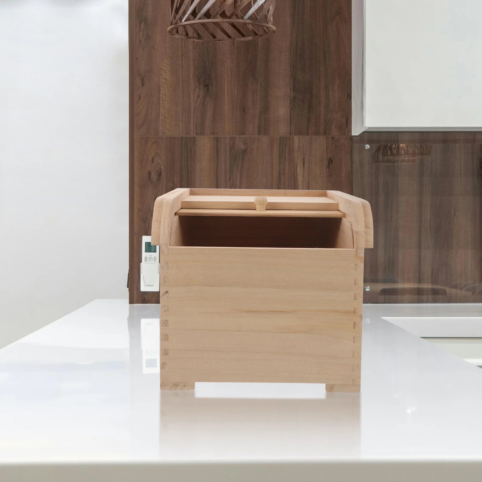 

Solid Wood Rice Bucket Large Capacity Kitchen Storage Organization 5L Sealed Wooden Food Container Rice Holder Grain Box