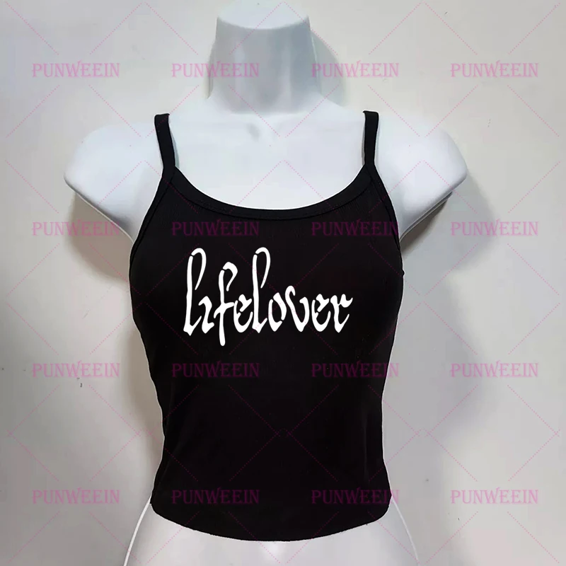 Y2k 90s sweetheart Lifelover Letter Print Vintage Harajuku Tank Top Gothic Graphic  Streetwear Punk Chic Sleeveless slim tops