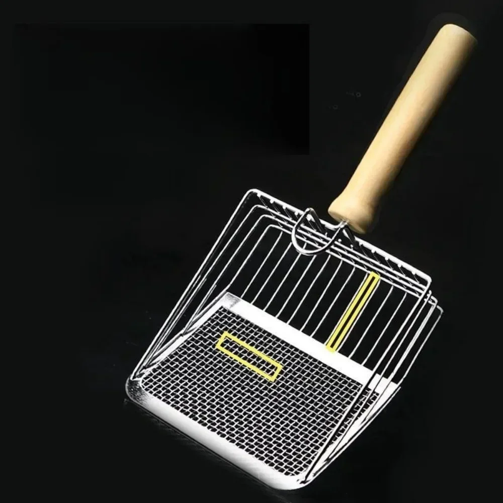 Stainless Steel Cat Litter Shovel Wooden Handle Shovel Easy To Clean Good-Looking Reduce Dust Suitable for Small Dog Toilets