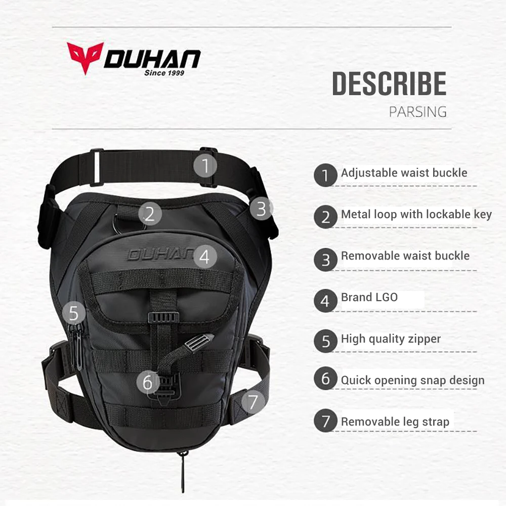 DUHAN New Multi-Function Motorcycle Drop Leg Bag Hip Bum Motorcycle Bag Outdoor Waist Bag Motorbike Riding Chest Bag