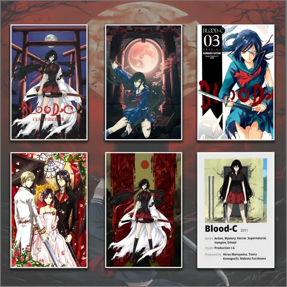 Anime Japanese Carton Blood-C Poster HD Anime Hot Theme Singer/OST/Movie-Waterproof Self-Stick Home Decor