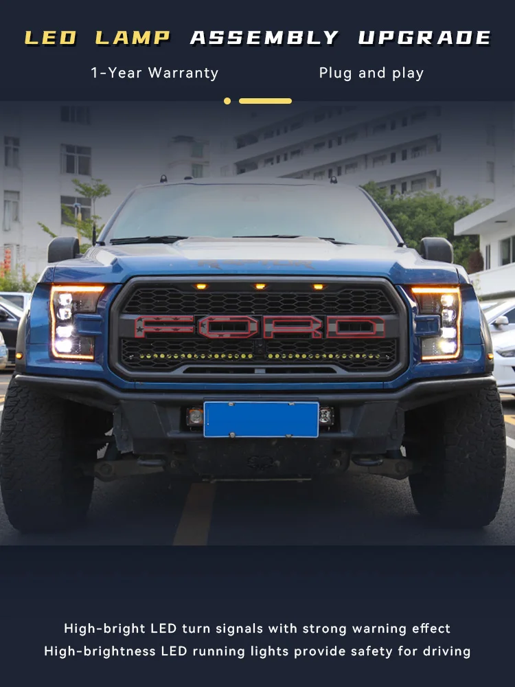 Car Lights For Ford Raptor F150 F-150 2015-2020 LED Auto Headlights Assembly Upgrade Head Light Highlight Front Lamp Accessories