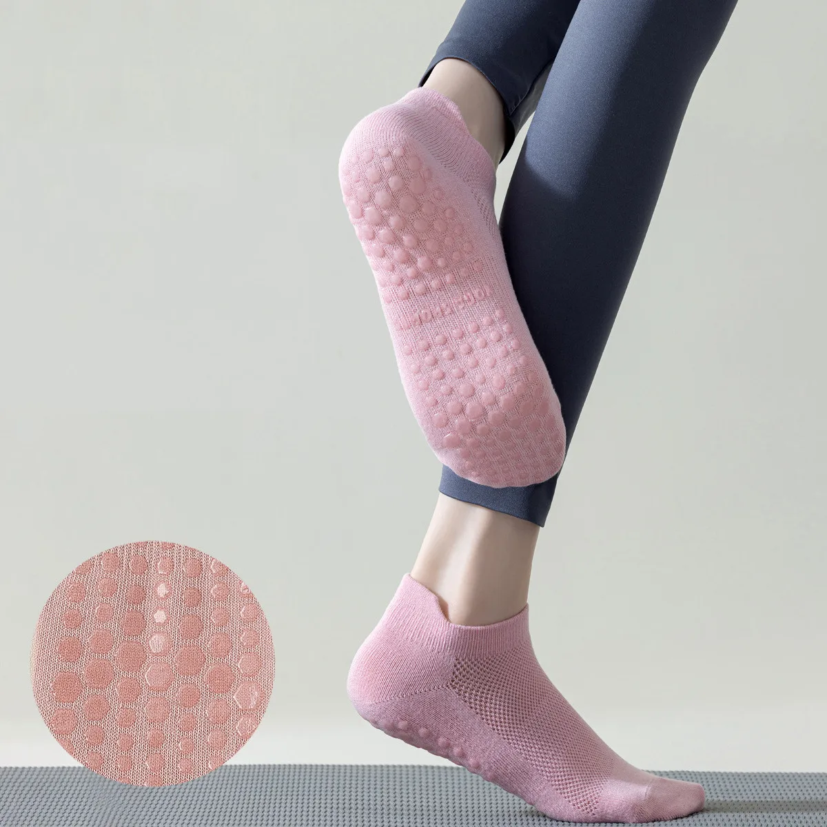 Hollow Yoga Mesh Socks Out Women Breathable Summer Ballet Pilates Socks Silicone Non-slip Solid Color Cotton Dance Sports Socks