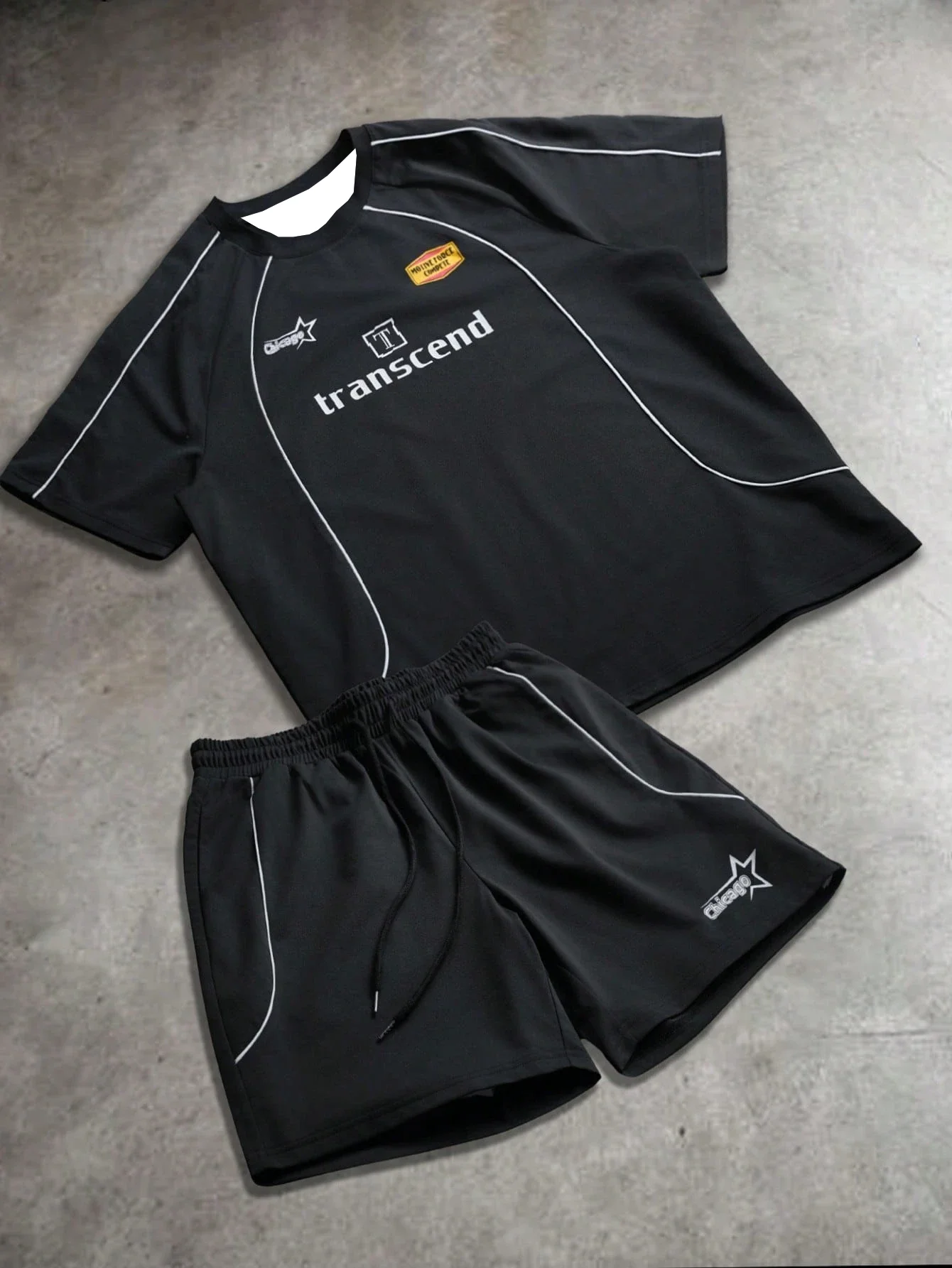

Men Short Sleeved Shorts Set Personalized Men Quick Drying Outdoor Trendy Sportswear Breathable and Comfortable Clothing Adults