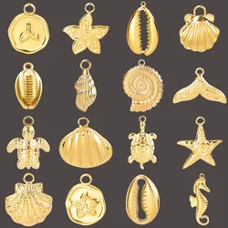 New 10PCS Starfish Shell Sea Turtle Marine Animals Charms For DIY Jewelry Making Supplies Stainless Steel Charm Pendant Findings