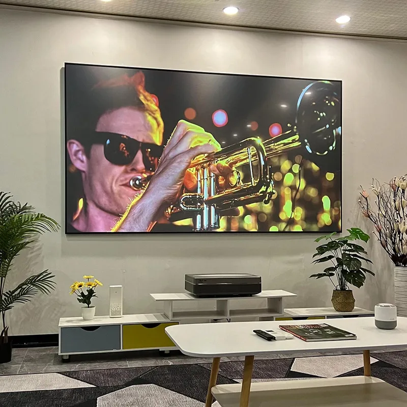 2024เครื่องฉายเฟรมคริสตัลสีดำสำหรับสัตว์เลี้ยงที่มีน้ำหนักเบา30 "- 120" สำหรับเครื่องฉายที่สั้นมาก