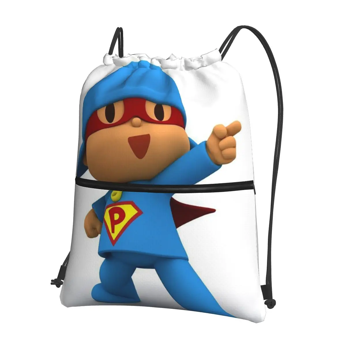 

Blue Pocoyo Kids Cartoon Backpacks Portable Drawstring Bags Storage Bag Book Bags for Man Woman School