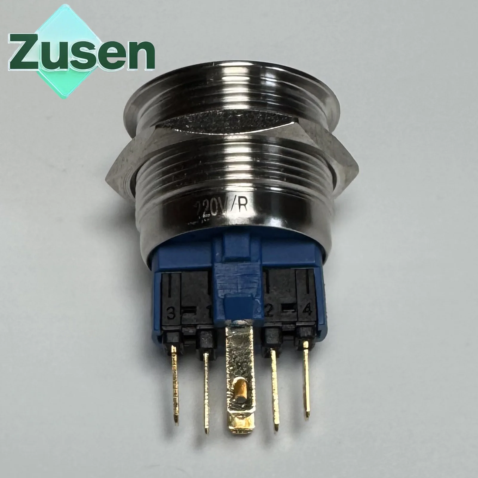 Zusen 22mm Ring Led Illuminated Stainless Steel Push Button Switch 1NO1NC IP65 6V 12V 24V 220V