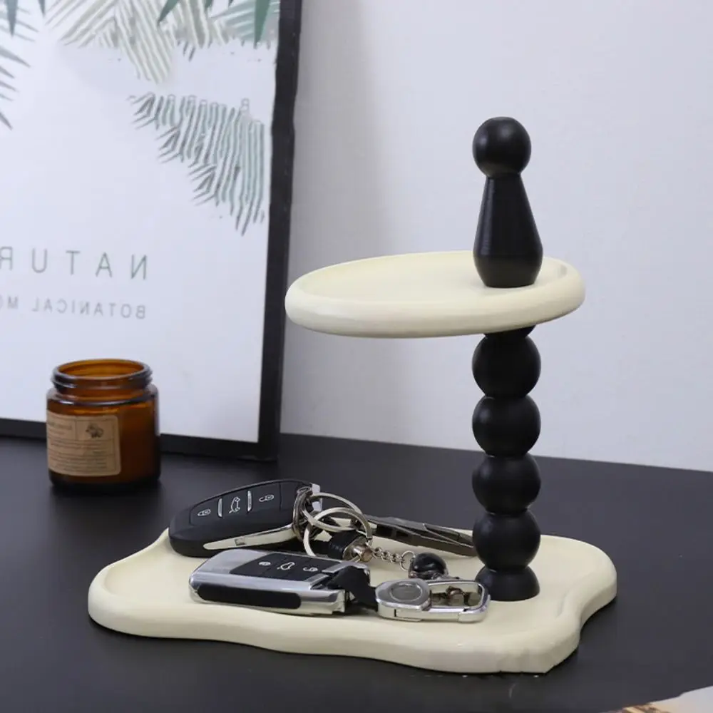

Wooden Jewelry Storage Rack Double-layer Creative Cosmetics Storage Tray Detachable Simple Jewelry Display Plate Key