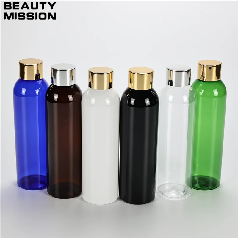 Multicolor 180ML X 30 Empty Plastic Round Shoulder Bottle With Gold Aluminum Screw Cap Essential Oil Shampoo Liquid soap Bottles