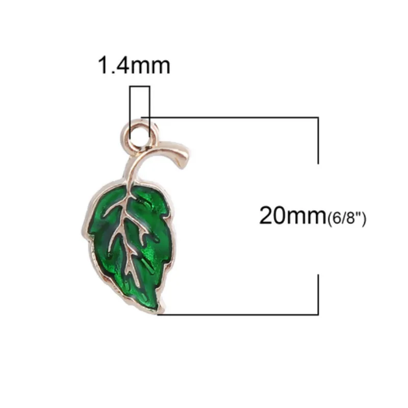 20 PCs Zinc Based Alloy Vintage Leaf Enamel Charms Gold Color Green/Blue/Yellow Plant Pendent  20mm( 6/8