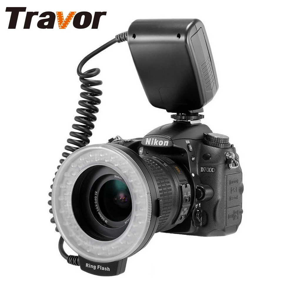 Travor RF-550D LED Macro Ring Flash Light with 8adapter Ring for Nikon Canon Pentax Olympus Panasonic Camera As FC100 Ring Flash