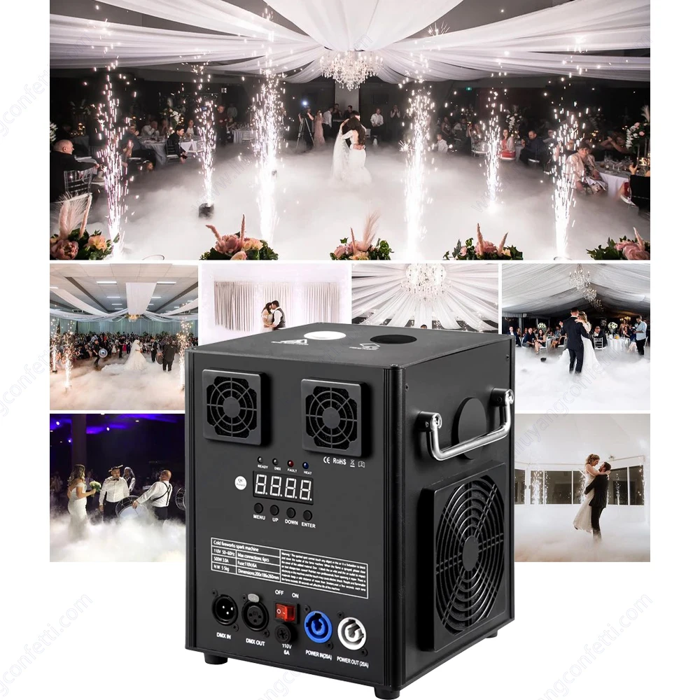 2PC 750W Cold Spark Machine Flightcase Ti Powder 600w Cold Sparkler Wedding Firework Indoor Outdoor Event Concert DJ Proposal FX