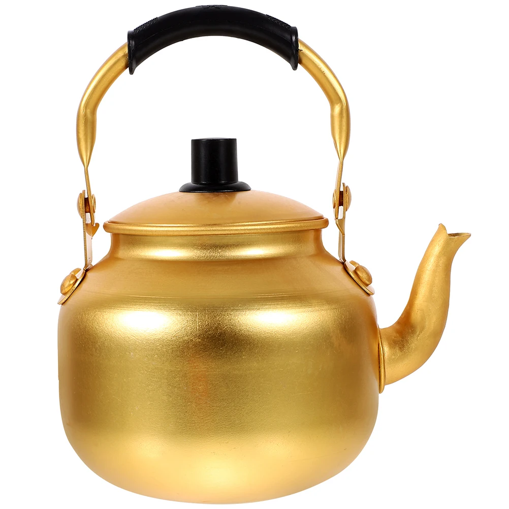 

Aluminum Stovetop Water Boiler Pot 0.75L Yellow Random Engraved Handle Portable Kettle for Tea Electric Gas Induction Stove