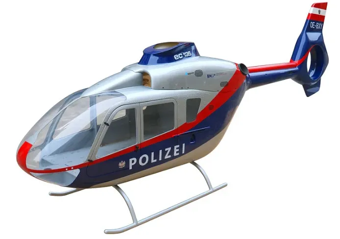 800 Size EC-135 Helicopter Glassfiber Scale Fuselage Body with Mechanic RC Aircraft Hull Heli Copter Model Parts