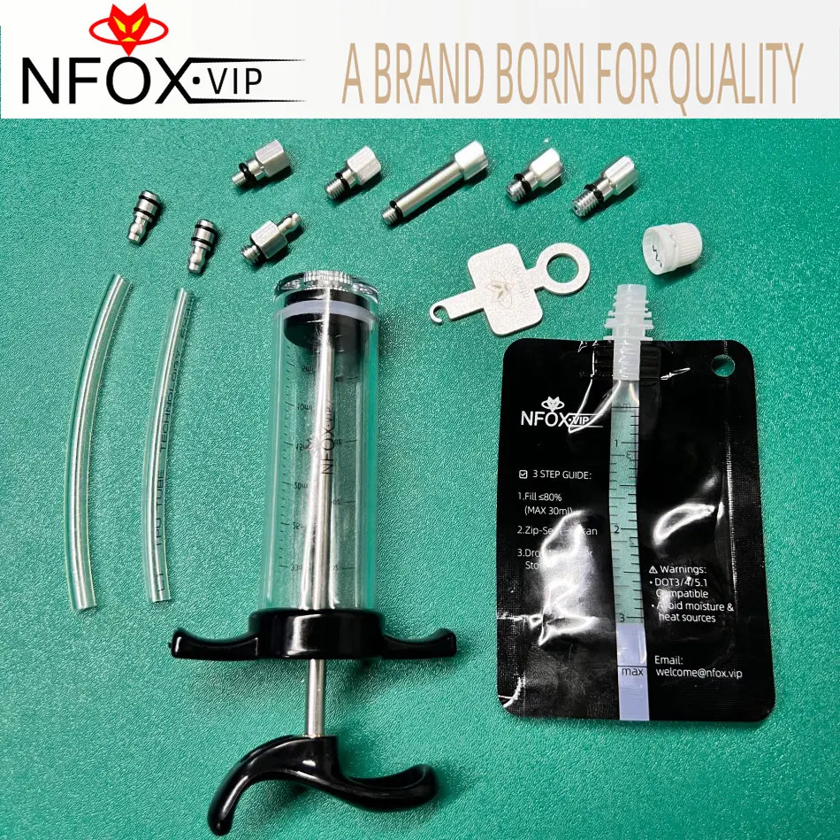 Kit de Purga de Frenos Hidráulicos Nfox, Herramienta Multiusos para Purgar Aceite de Caliper, Componente de Mantenimiento, Bomba para Bicicleta, Freno, Patinete