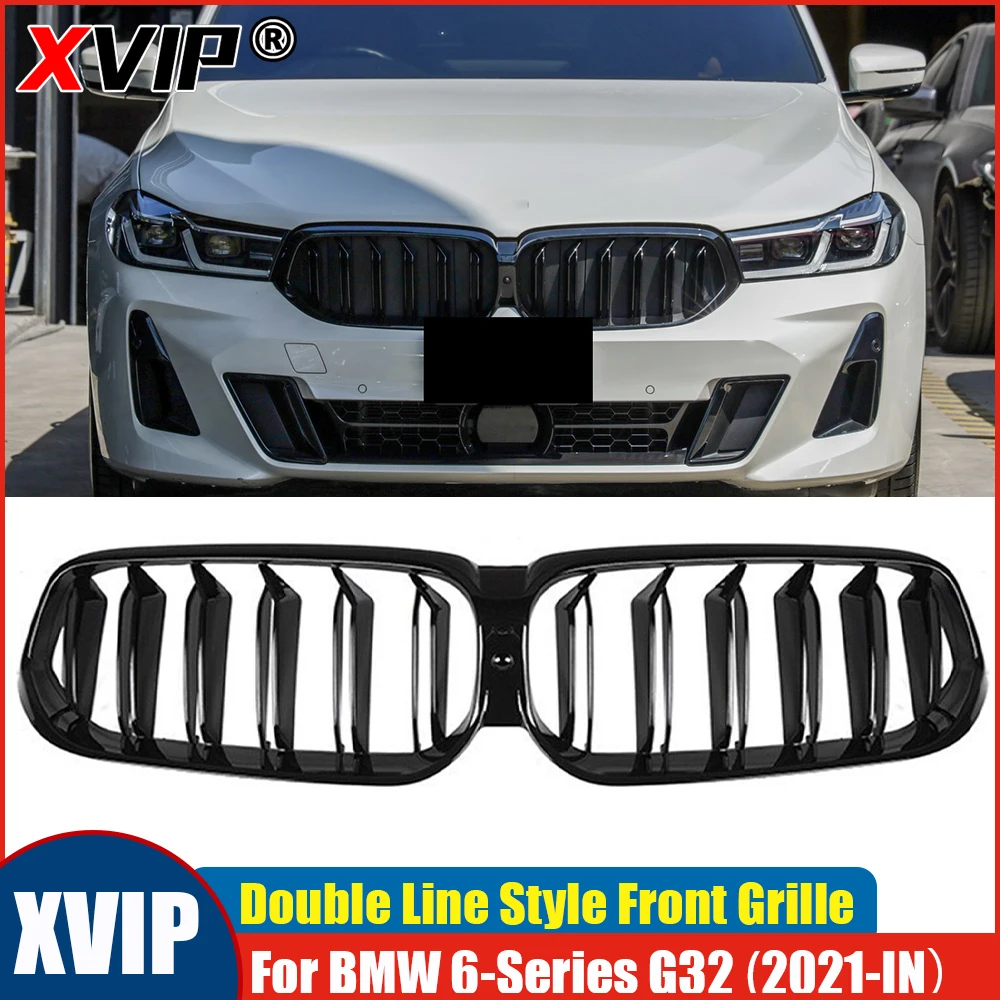 

XVIP Glossy Black Double Line Front Kidney Diamond Grill Grille Fit For BMW 6 Series G32 2021-IN Racing Grills Car Accessories