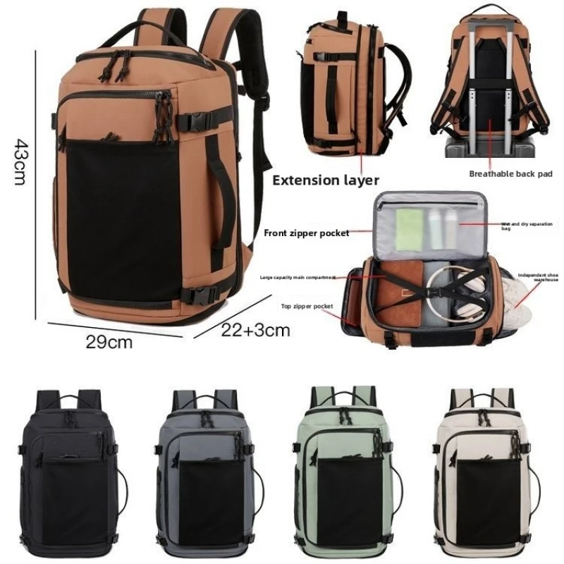 

Large Capacity Travel Backpack For Men Women Multifunctional Scalable Unisex Outdoor Hiking Backpack Ergonomics Men's Bag