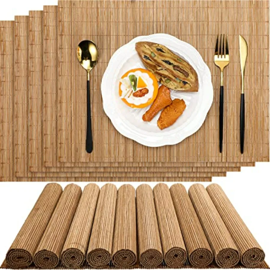 

Set of 24 Bamboo Placemats 15.8x12 Inch Sushi Rolling Mat Jnese Style Wicker Placemats Washable Heat Resistant Table Mats for D