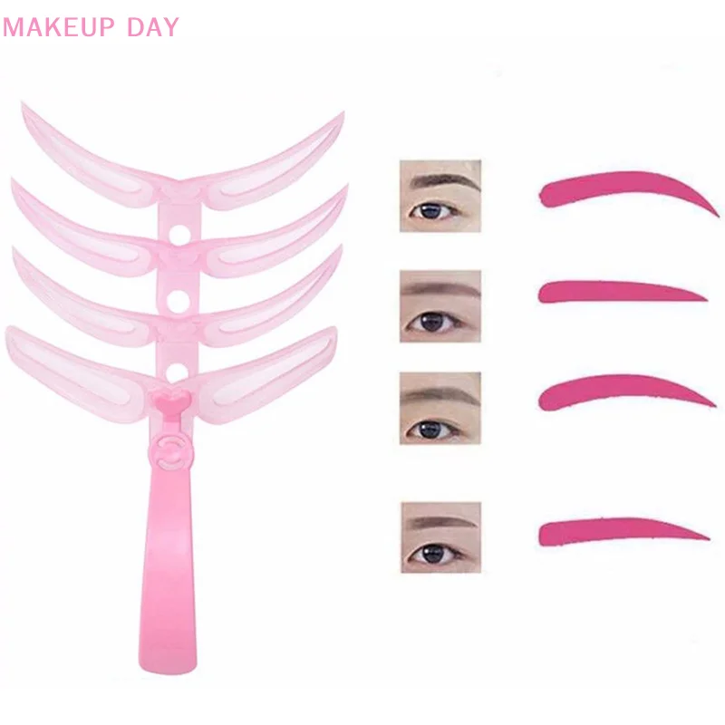 4 in1 Eyebrow Mold Eyebrow Stencils Reusable Design Eyebrow Grooming Card