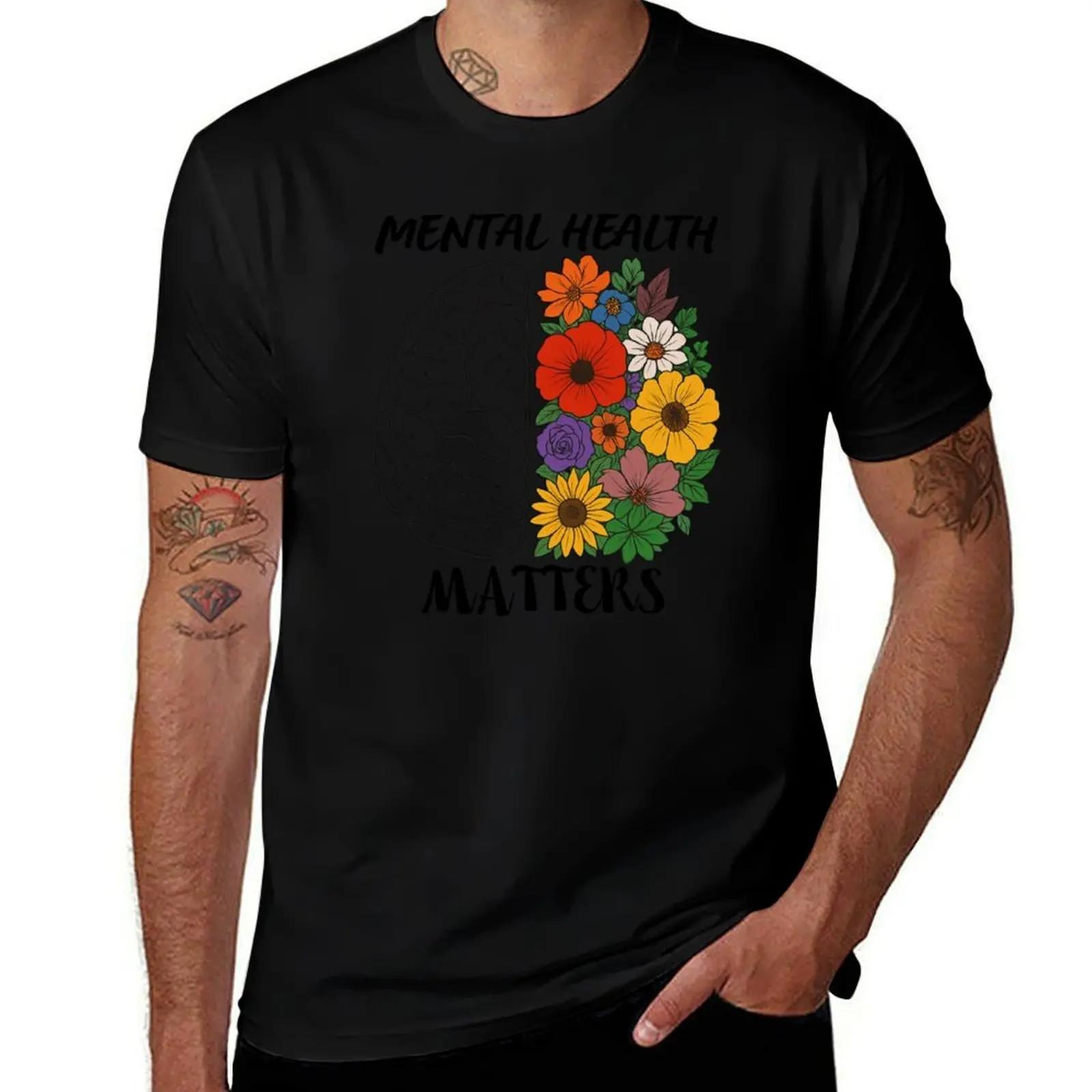 

Mental Health Matters, Floral Brain, ABA Therapist, Speech Therapy, BCBA T-Shirt baggy shirts t shirts for men cotton