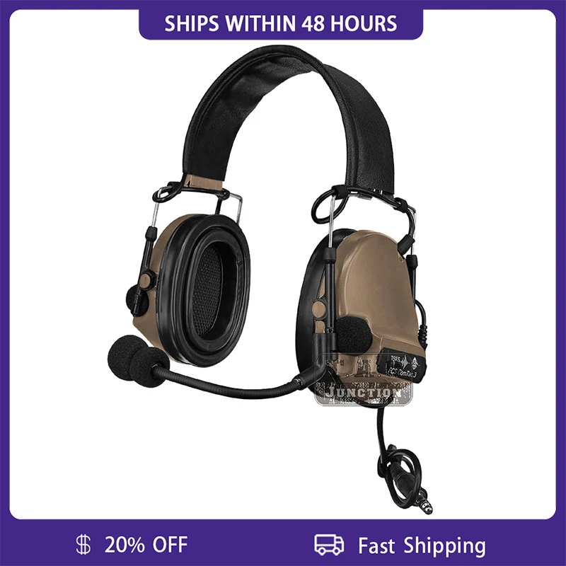 Comtac III Pickup Noise Reduction Tactical Headset For Walkie Talkie FCS-Tactical Silicone Earmuffs Shooting Headphone DE