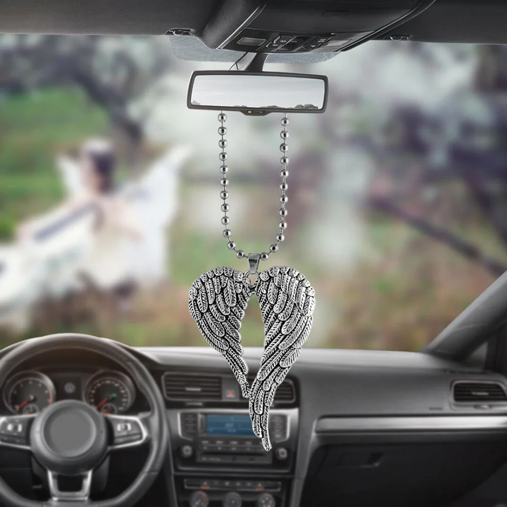 Car Pendant Angel Wing Rearview Mirror Decoration Hanging Charm Ornaments Automobiles Interior Cars Accessories Holiday Gifts