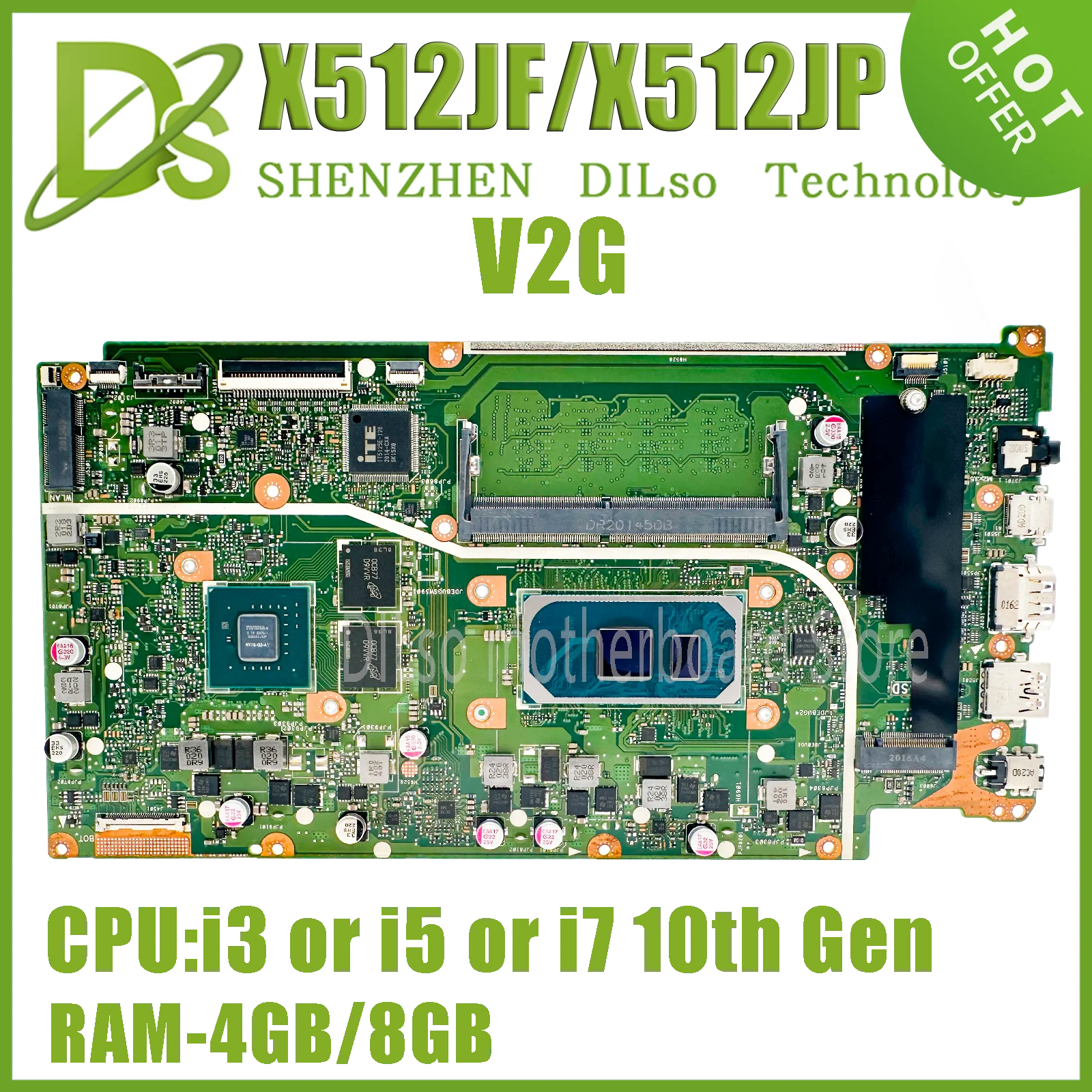 

Mainboard For ASUS X512JP X512JF V5000JP X512J V5000J S512J A512J F512J K512J V512J Laptop Motherboard i3 i5 i7 RAM-4GB/8GB V2G