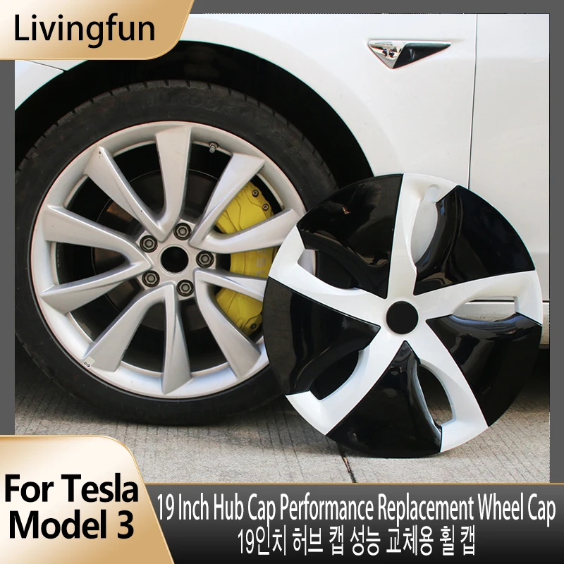 

Livingfun For Tesla Model 3 New Hub Cap Original Car Replacement Wheel Cap 19-Inch Automobile Hubcap Full Cover Accessories