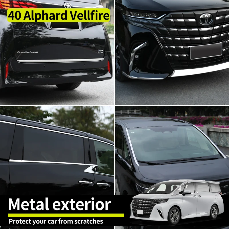 Alphard Vellfire serie 40, accesorios de exterior fundido a presión, pegatina de decoración de modificación de ventana de coche, año 2023-2024