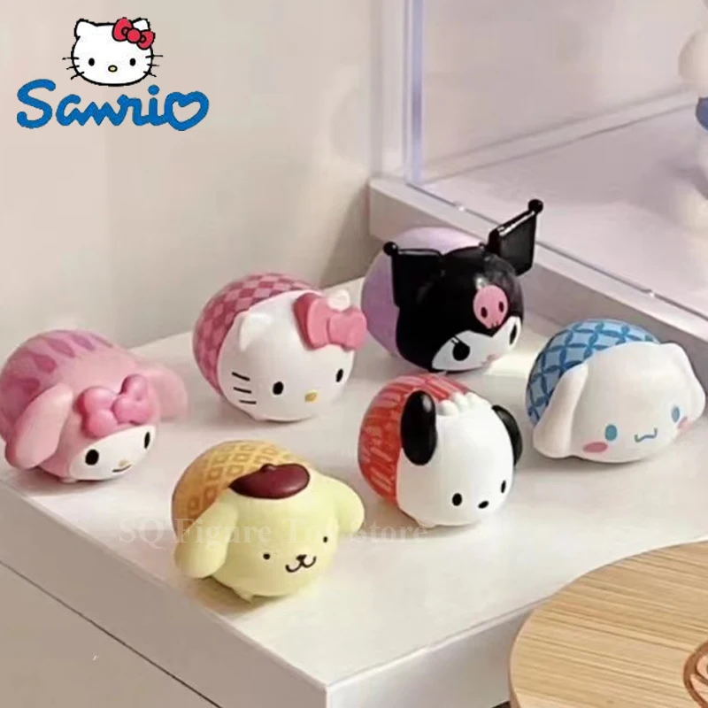 Sanrio Kawaii Kuromi Cinnamoroll Mini Figure Hellokitty Mymelody Keroppi Pompom Purin Action Figurine Model Doll Pvc Statue Toy