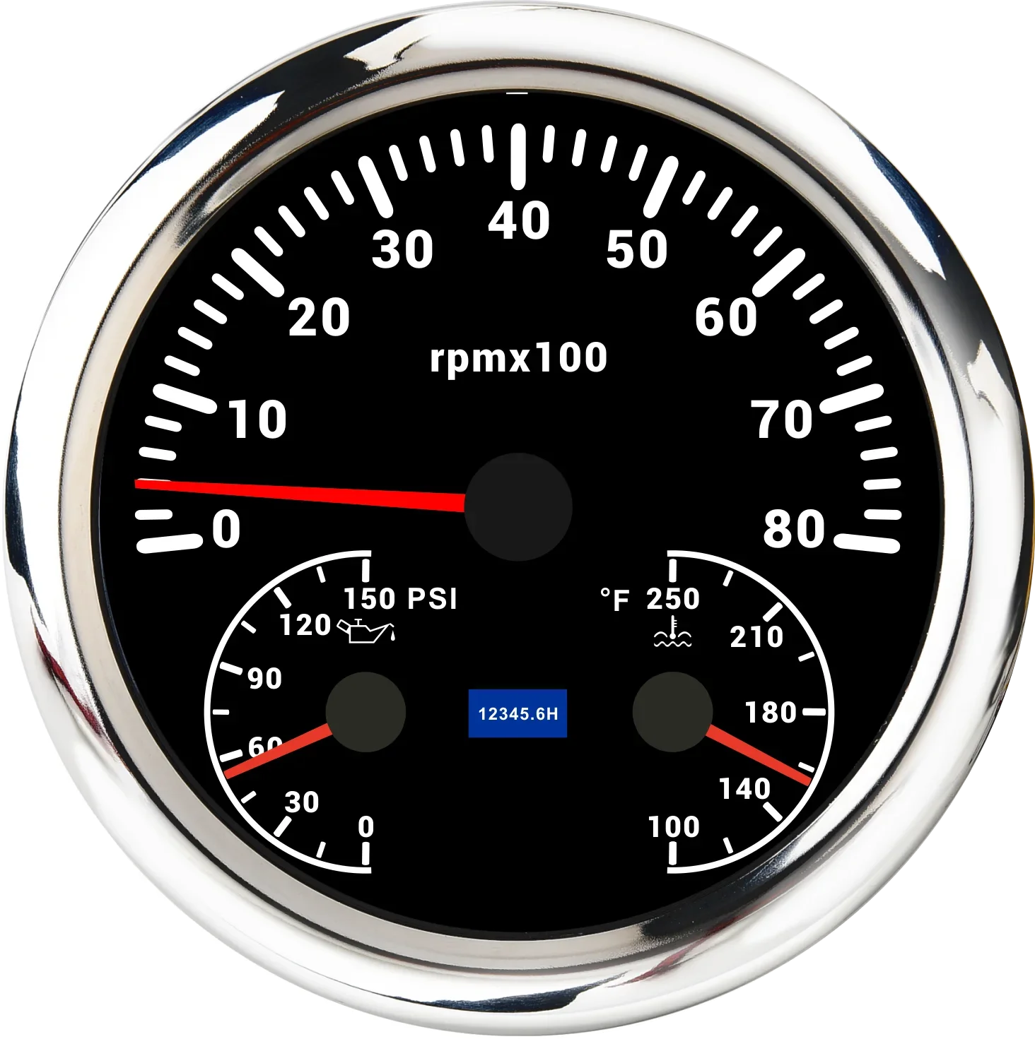 110mm Digital RPM Tachometer + Oil Pressure + Water Temp Gauge 3 in 1 Gauge 6000/8000 RPM Indicator For Marine Boat Car 12V 24V 4
