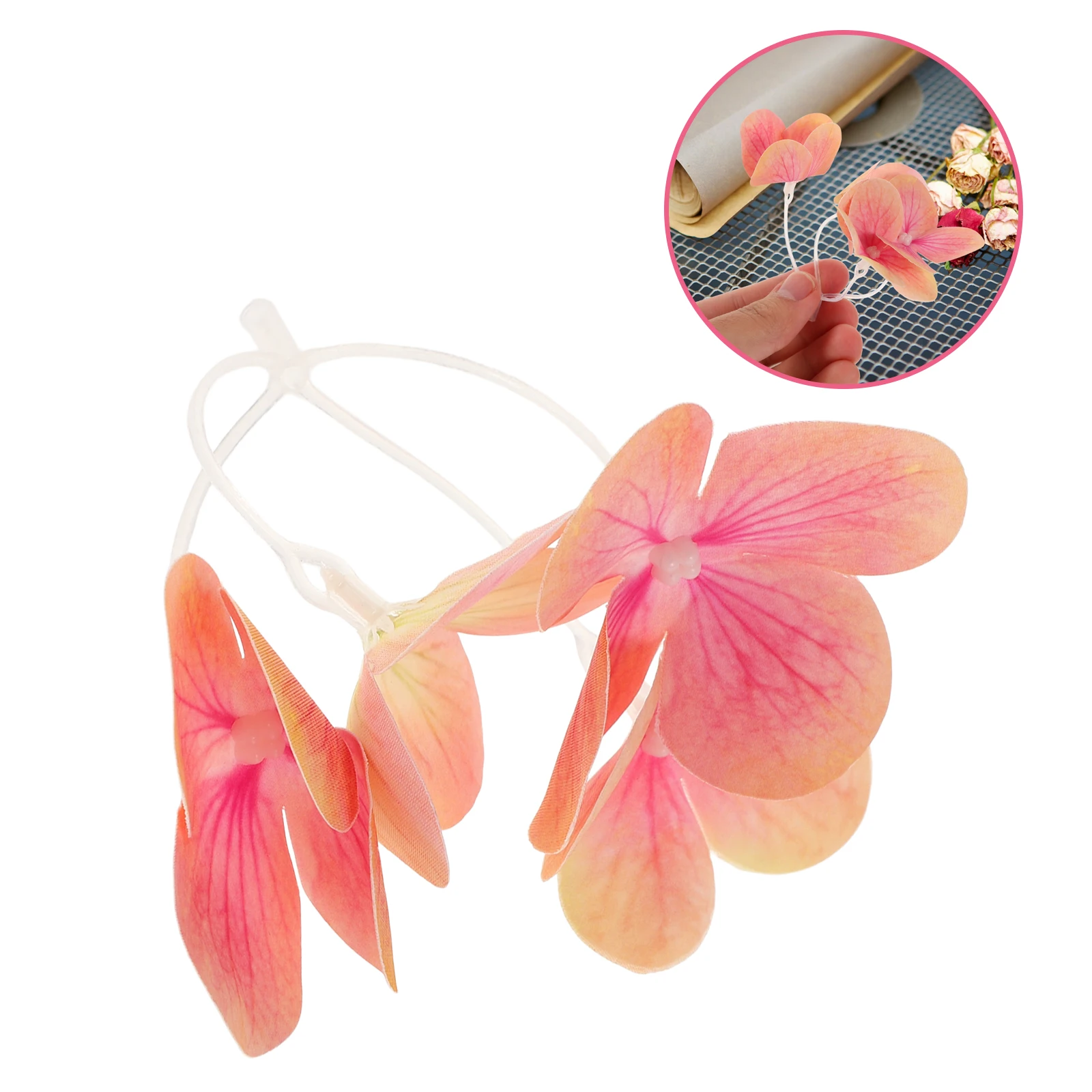 

50pcs Hydrangea Fake Artificial Flower Heads Lifelike Fabric Soft Rubber Fall Autumn Decor Wedding Hairpins Diy Crafts Garland