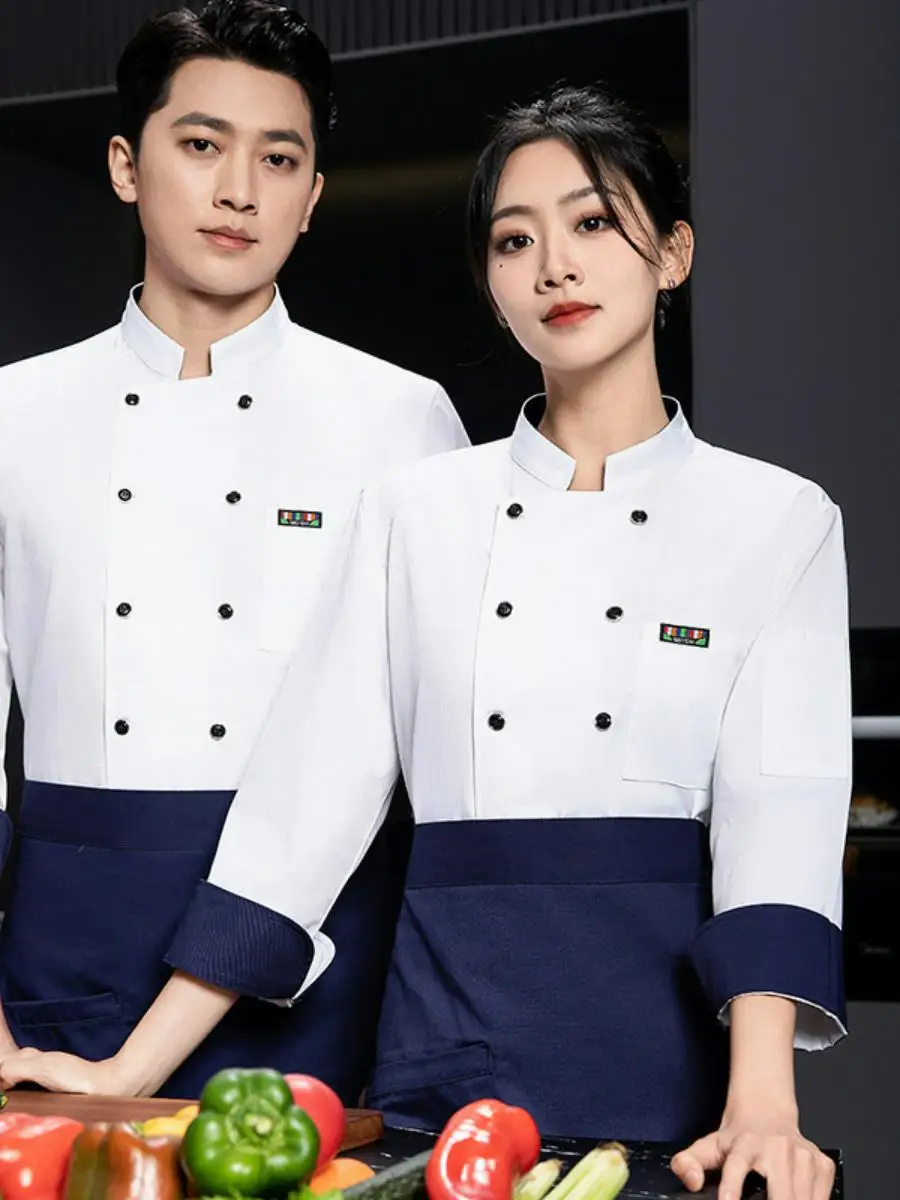 

Long Sve Chef Work orms Hotel Kitchen Restaurant Dining Bakery Printed Logo Anti-Stain Workwear M Autumn Faion