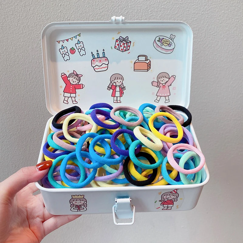 50 Stks/set Elastische Haarbanden Meisjes Haaraccessoires Kleurrijke Nylon Hoofdband Kids Scrunchie Cadeau