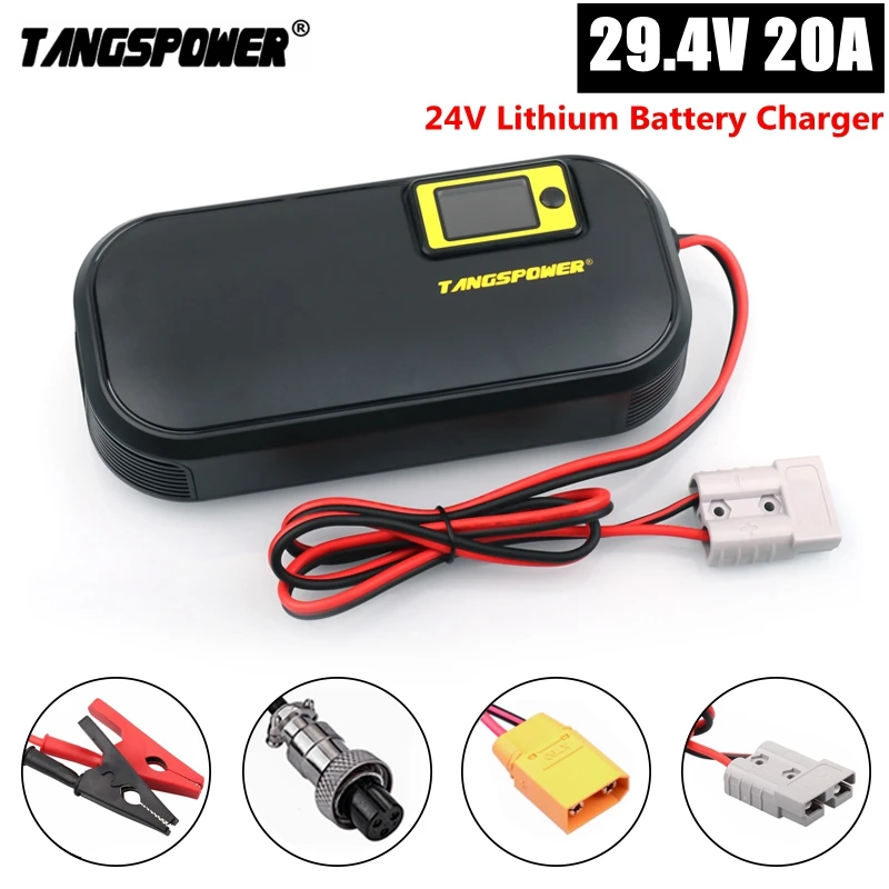 

​​29.4V 20A Charger 24V Lithium Battery Smart Charger For 7Series Li-ion Battery Pack 672Watts Fast Charging With LCD Display