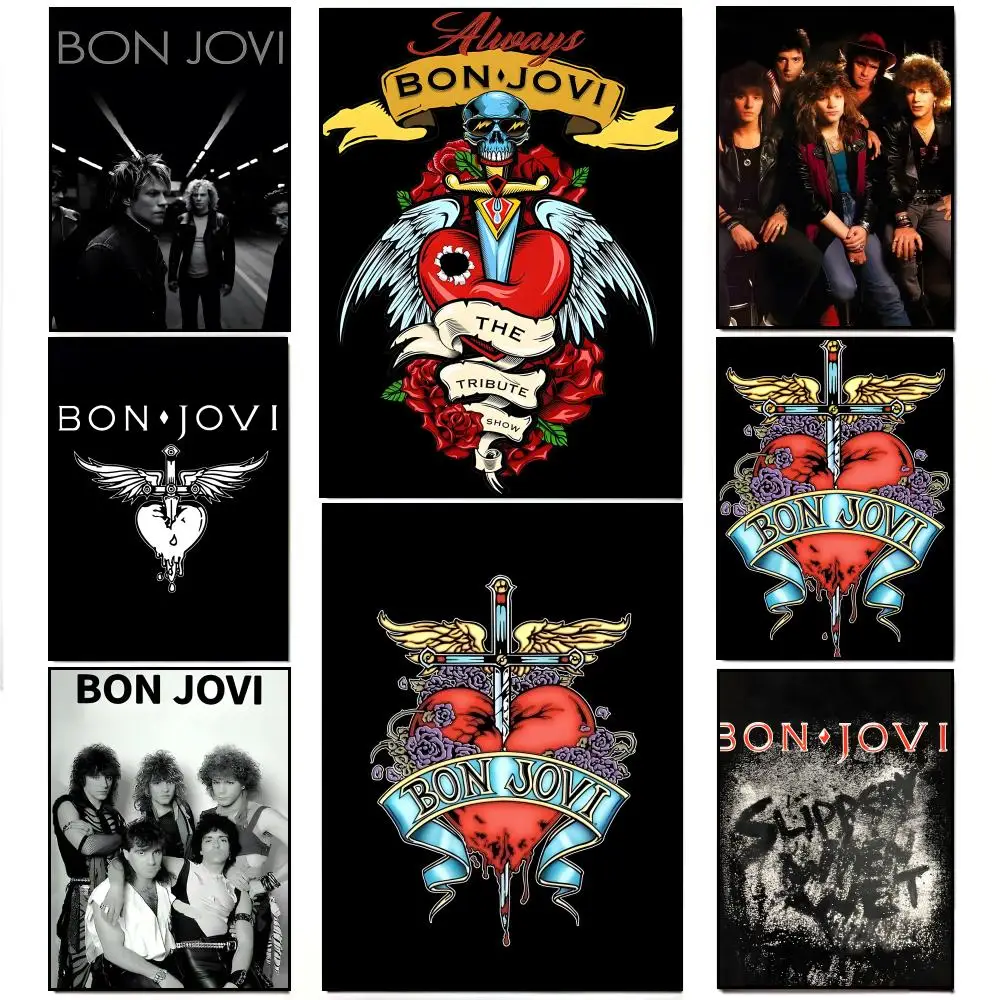 Pôster da lendária banda de rock americana B-Bon J-Jovi, pôster HD à prova d'água, adesivo de parede, decoração para sala de estar, presente