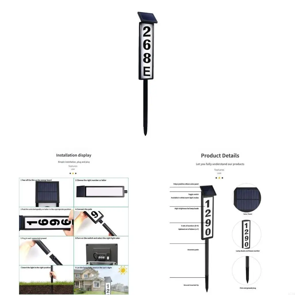 

Multifunctional Solar Address Light House Number Light with Long Battery Life Energy Efficient Solar Lamp for Outdoor 37JD