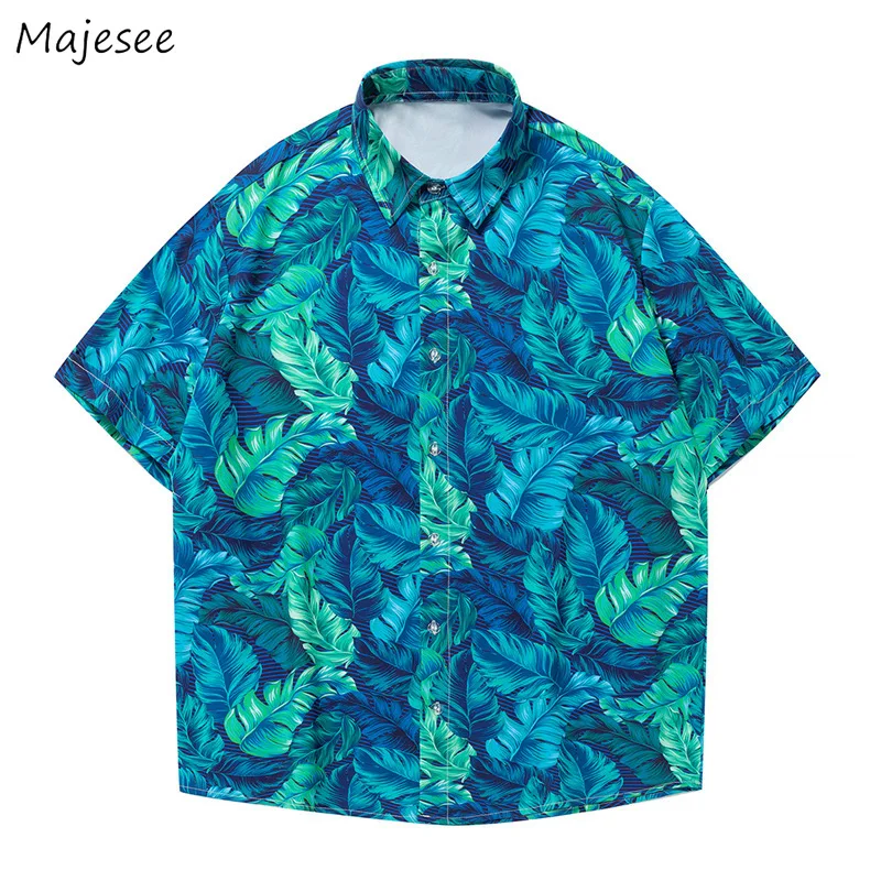 

Hawaiian Shirt Men Summer Print Fashion Baggy Handsome Beach Hipster Breathable All-match Streetwear Classic Hombre Clothing Ins