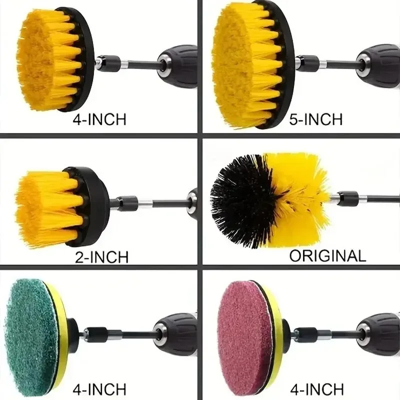 UNTIOR Electric Drill Brush Kit scrubber Cleaning Brush For Carpet Glass Car Kitchen Bathroom Toilet household Cleaning Tools