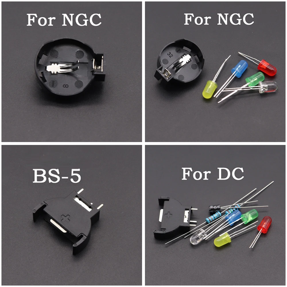 2/5pc para sega dreamcast dc controlador portas pcb power led kit fusível capacitor suporte de bateria para gamecube ngc atualização da bateria