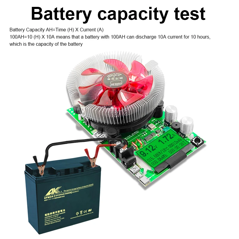 200V 150W Adjustable Constant Current Electronic Load Battery USB Tester DC 12V 24V Lead-acid lithium Discharge Capacity Meter