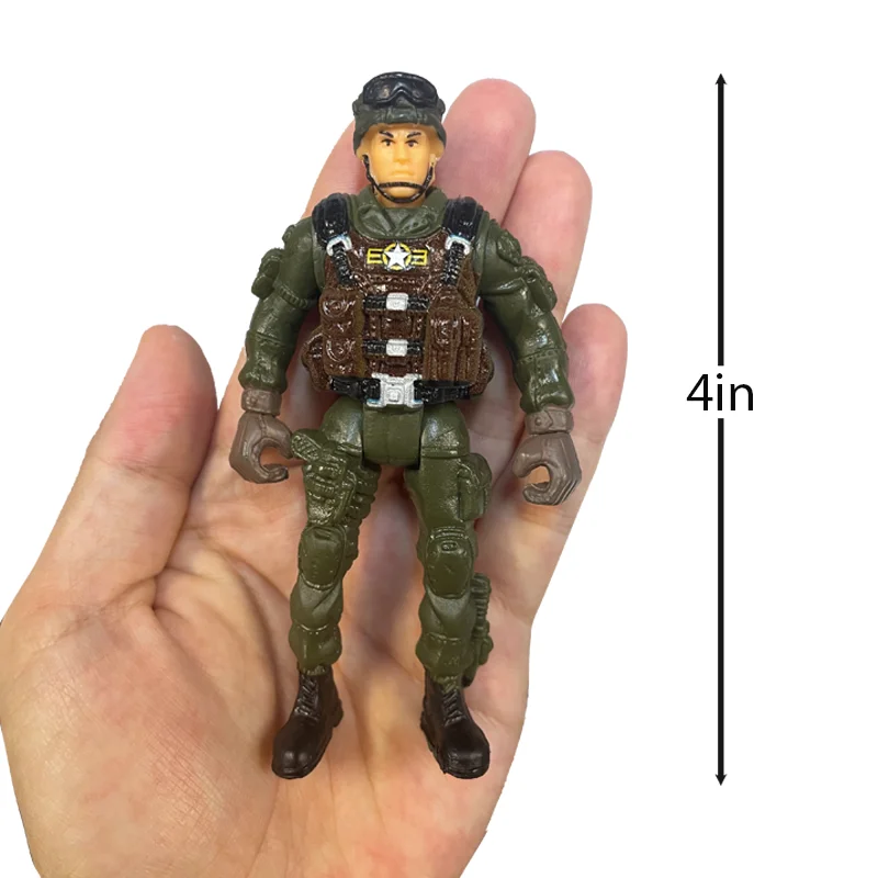 6 pçs figura de ação soldados do exército brinquedo com arma/figuras militares móveis soldado militar playset modelo heróico para presentes do menino